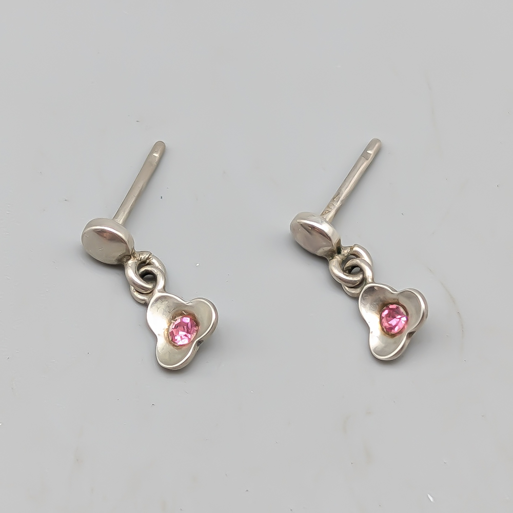 Örhängen i Silver med Rosa Stenar S830 0.78g 13mm
