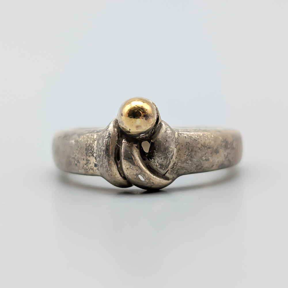 Ring i Silver med Gulddetalj S925 4.83g 17.25mm