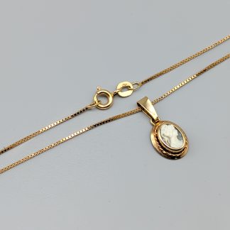 38.5cm Venezialänk i Guld med Hänge med Kamé 18K 2.21g