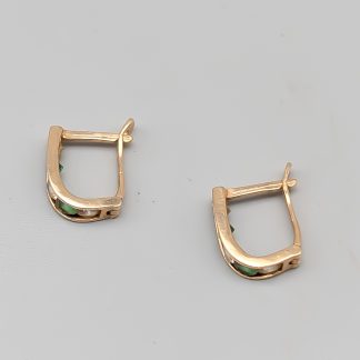 Örhängen i Guld med Vita & Gröna Stenar 14K 1.08g 10mm