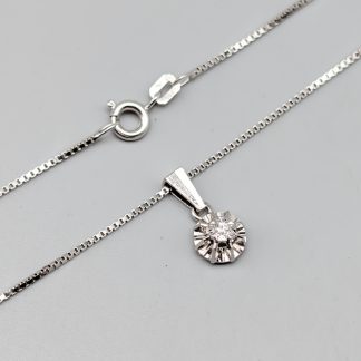 Venezialänk i Vitguld med Hänge med Diamant-1