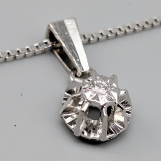 Venezialänk i Vitguld med Hänge med Diamant-0