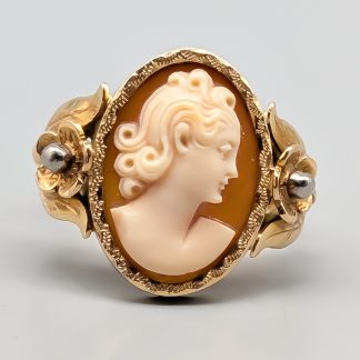 Klackring i Guld med Kamé 18K 6.44g 19mm