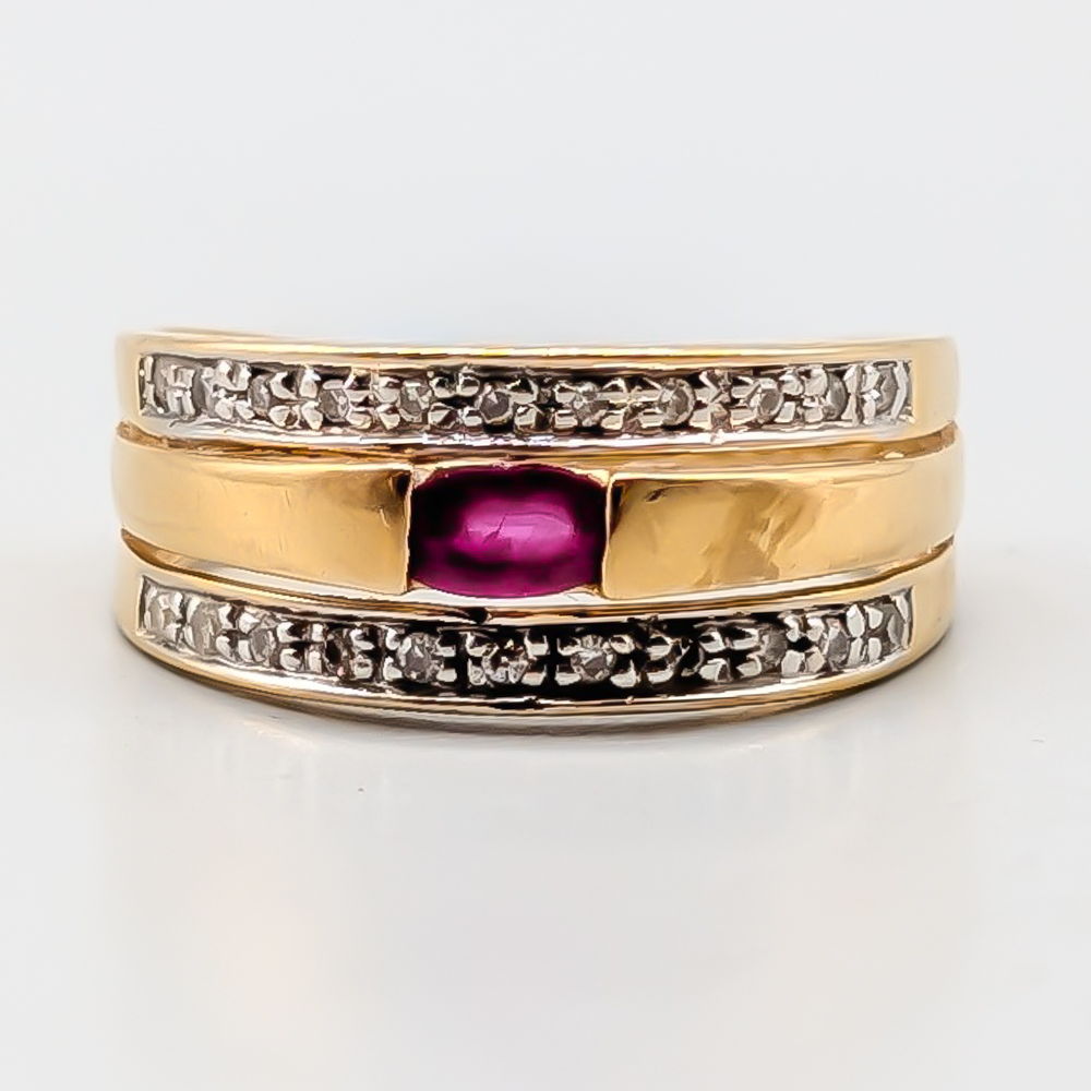 Diamantring i Flerfärgat Guld med Rubin 18K 3.29g 16.75mm