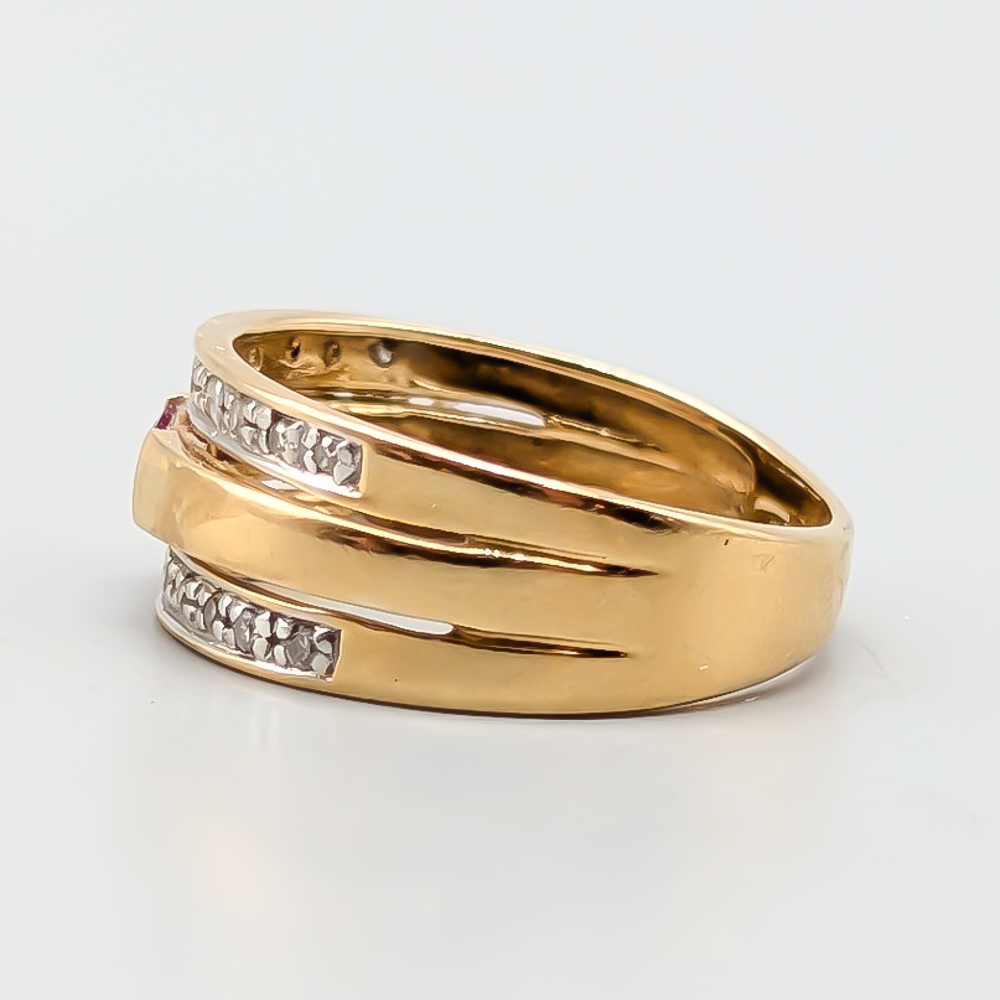 Diamantring i Flerfärgat Guld med Rubin 18K 3.29g 16.75mm - Bild 2