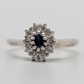 Camoséring i Silver med Blå och Vita Stenar S925 2.04g 17.25mm