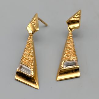 Örhängen i Guld med Vita Stenar 18K 4.17g 28mm