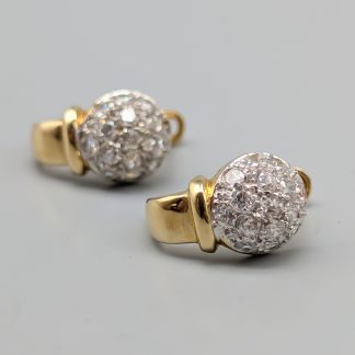 Örhängen i Guld med Vita Stenar 14K 5.62g 16mm
