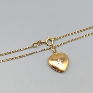 48.5cm Pansarlänk i Guld med Hänge Hjärta med Sten 18K 4.9g