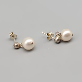 Örhängen i Silver med Fauxpärlor S925 2.47g 17mm