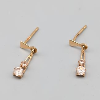 Örhängen i Guld med Vita Stenar 18K 0.58g 3mm