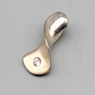 Hänge i Silver med Vit Sten S925 0.9g 15mm