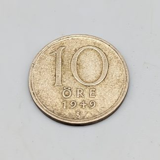 1 st 10 öre Sverige 1949 S400 1.43g 15mm