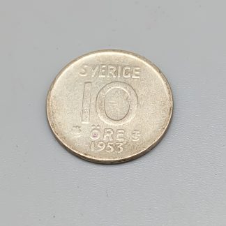 1 st 10 öre Sverige 1953 S400 1.4g 15mm