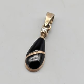 Hänge i Silver med Svart Sten S830 0.81g 17mm