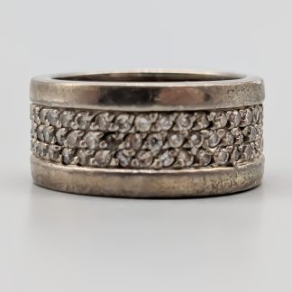 Ring i Silver med Vita Stenar S925 7.35g 17.5mm