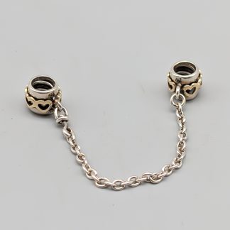Pandora Berlock i Silver och Guld Säkerhetskedja S925 3.28g 80mm