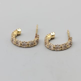 Örhängen i Guld med Vita Stenar 18K 1.39g 10mm