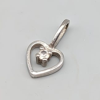 Hänge i Silver med Vit Sten Hjärta S925 0.38g 13mm