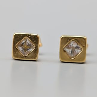Örhängen i Guld med Vita Stenar 18K 0.77g 5mm