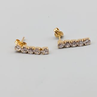 Örhängen i Guld med Vita Stenar 18K 1.54g 16mm