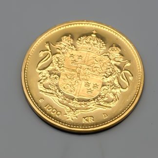 1 st Investeringmynt i Guld, Sverige 1000 kronor, 1996 Konung Carl XVI Gustaf 50 år 21K 5.8g 21mm