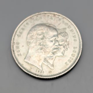 1 st Investeringsmynt i Silver, Danmark 2 kroner, 1892 Golden Wedding Anniversary S800 14.99g 31mm