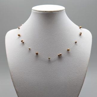 42cm Halsband med Lås i Silver med Infärgade Odlade Pärlor S925 3.14g