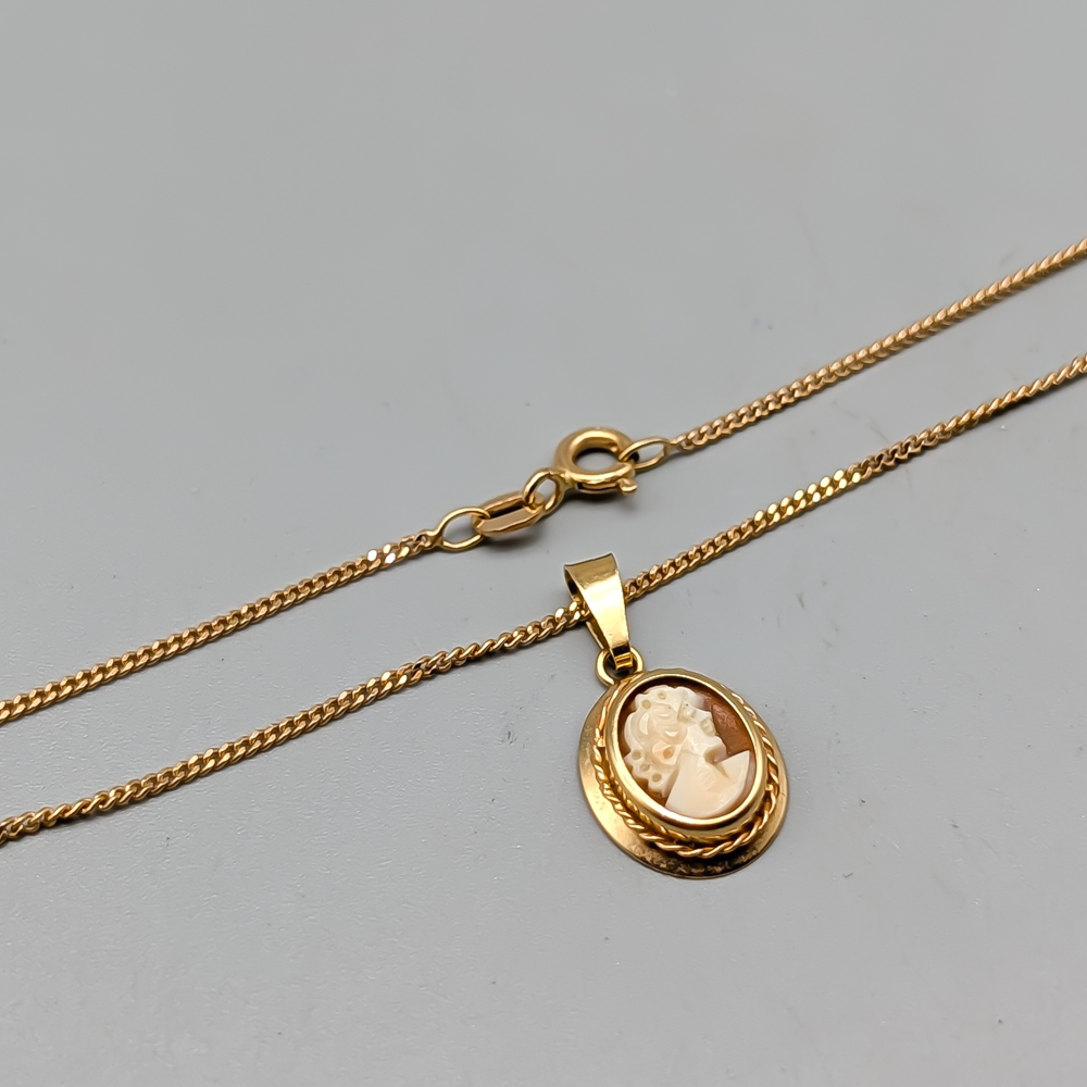 50cm Pansarlänk i Guld med Hänge med Kamé 18K 3.87g
