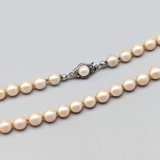 52cm Pärlcollier med Lås i Silver med Fauxpärlor S830 30.84g