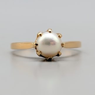 Ring i Guld med Odlad Pärla 18K 2.6g 16.75mm