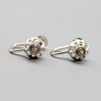 Clips i Silver med Vit Stenar S830 2.09g 15mm
