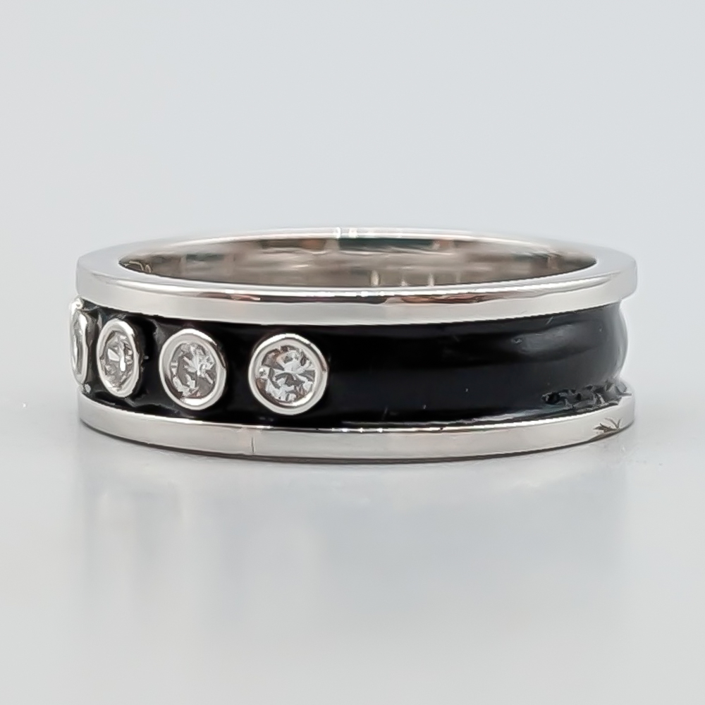 Diamantring i Vitguld med Svart Emalj 18K 6.79g 17.25mm - Bild 2