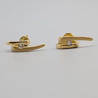 Örhängen i Guld med Vita Stenar 18K 3.08g 17mm