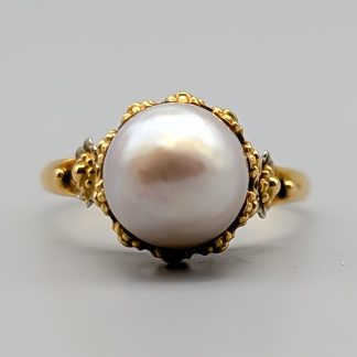 Ring i Guld med Odlad Pärla 18K 3.33g 16.5mm