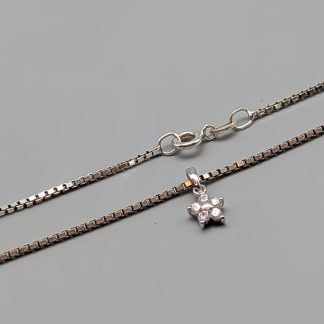 36cm Venezialänk i Silver med Hänge med Vita Stenar S925 3.77g