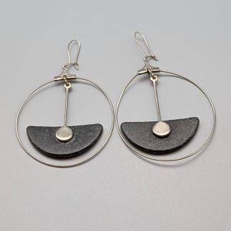 Örhängen i Silver med Svarta Stenar S925 6.95g 60mm