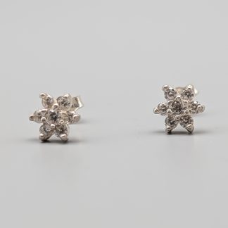 Örhängen i Silver Blommor med Vita Stenar S925 1.1g 8mm