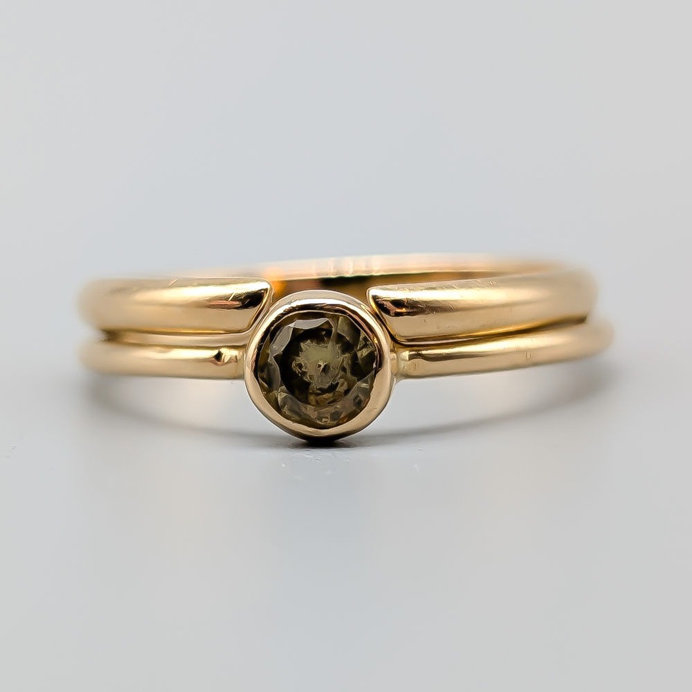 Matchande Set: Ring i Guld med Gul Sten och Öppen Ring i Guld 18K 2.86g 16.5mm - Bild 2