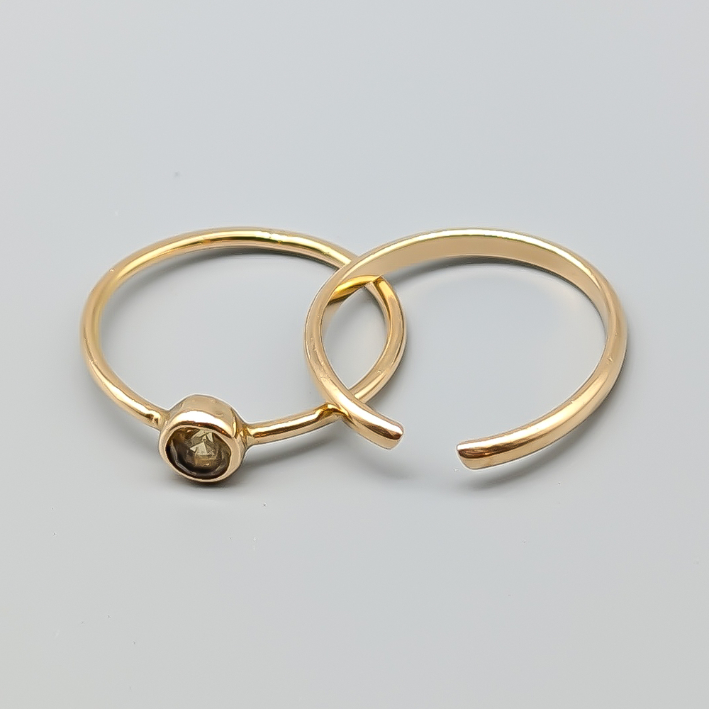 Matchande Set: Ring i Guld med Gul Sten och Öppen Ring i Guld 18K 2.86g 16.5mm - Bild 3