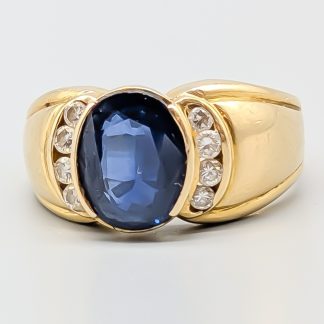 Diamantring i Guld med Safir 18K 9.6g 20.5mm