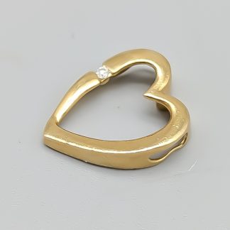 Hänge i Förgyllt Silver med Vit Sten Hjärta S925 0.92g 15mm