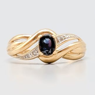 Ring i Guld med Safir och Diamanter-1