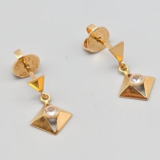 Örhängen i Guld med Vita Stenar 18K 1.29g 16mm