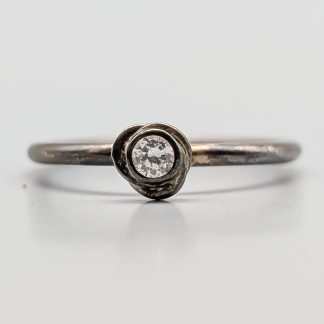 Ring i Silver med Vit Sten S925 1.84g 18.75mm