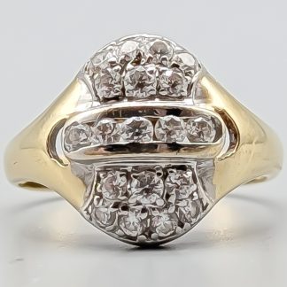 Ring i Flerfärgat Guld med Vita Stenar 14K 3.72g 18mm