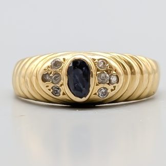 Ring i Guld med Blå och Vita Stenar 18K 3.04g 17.75mm