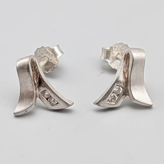 Örhängen i Silver med Vita Stenar S925 2.09g 13mm
