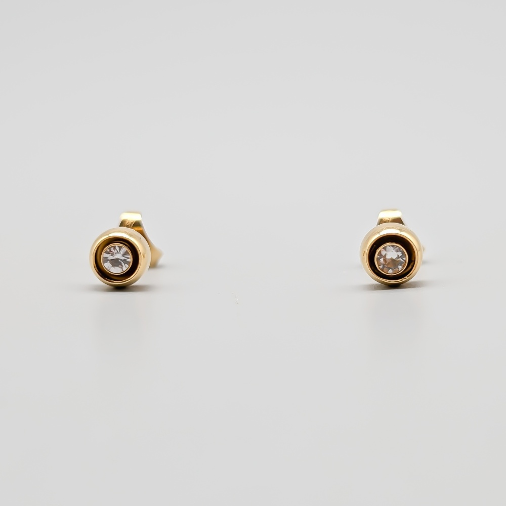 Örhängen i Guld med Vita Stenar 18K 1.1g 5mm