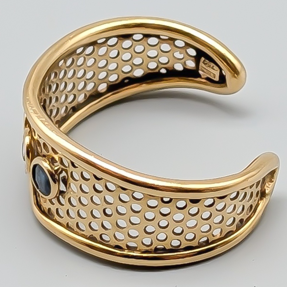 Ring i Guld med Blå och Vita Stenar 18K 3.61g 19mm - Bild 3